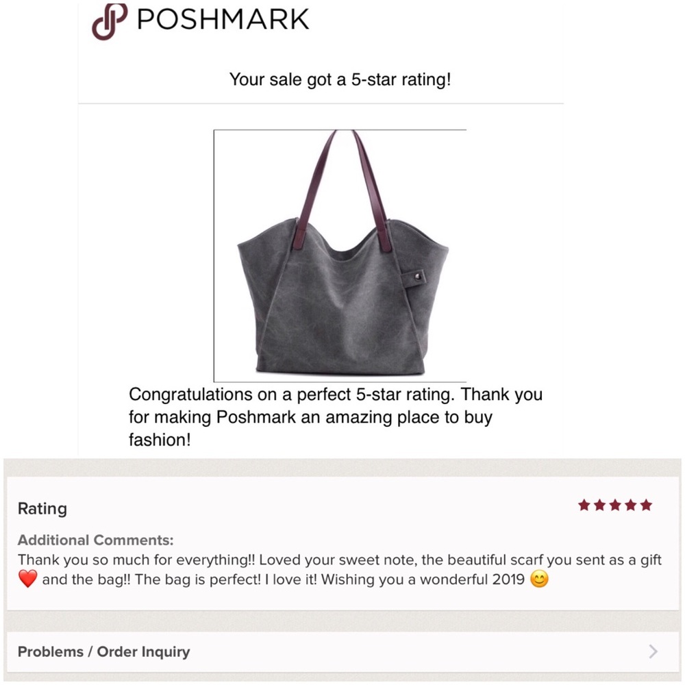 Chic Gray Canvas Tote With Leather Handles 5 ⭐️’s - Picture 8 of 8